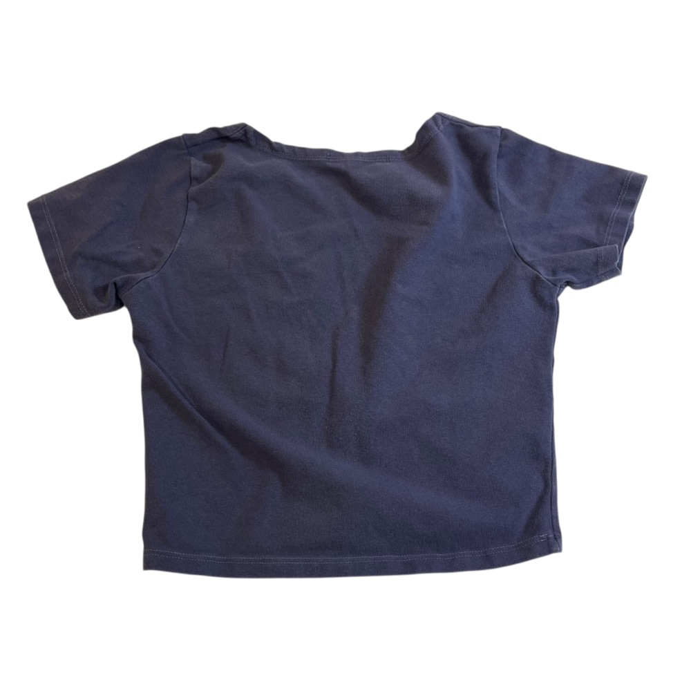 brandy melville dark blue amara wrap top coquette cottagecore minimalist y2k - Picture 2 of 7